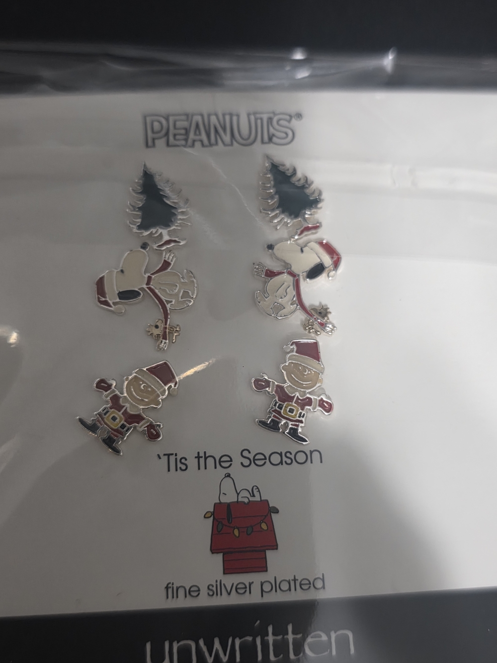 #511 Peanuts Holiday Stud Earrings Set in Red, White, Black, Green